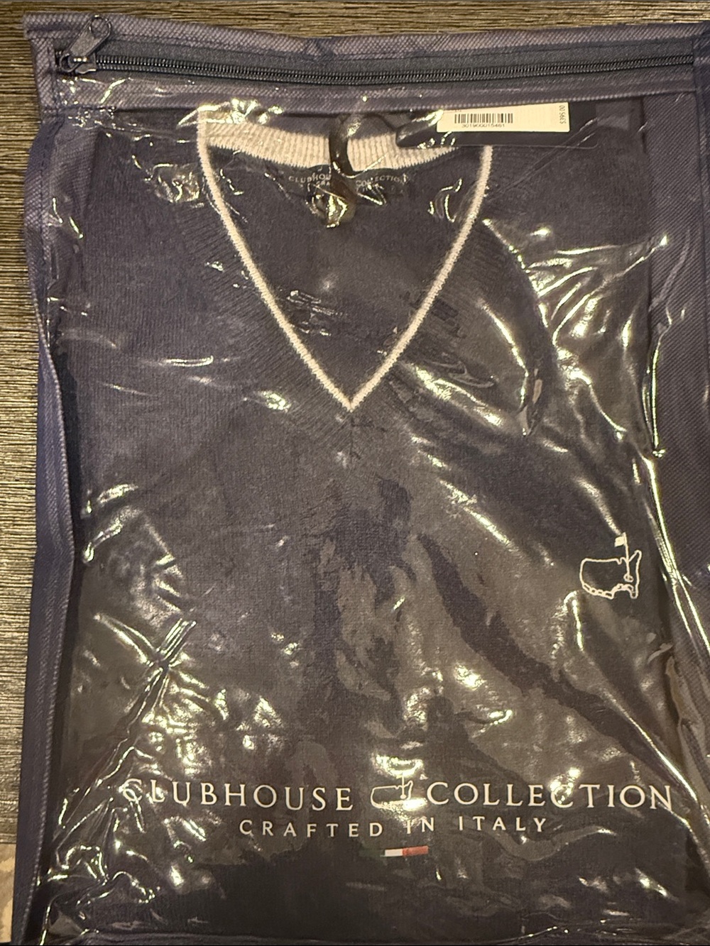 Augusta Member’s Logo Clubhouse Collection V-Neck Sweater Navy with White Trim